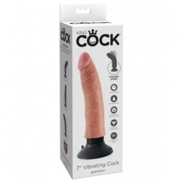 King Cock 18 cm Vibrator cu ventuza