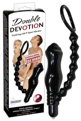 Inel erectie si dop anal cu vibratii - Double Devotion